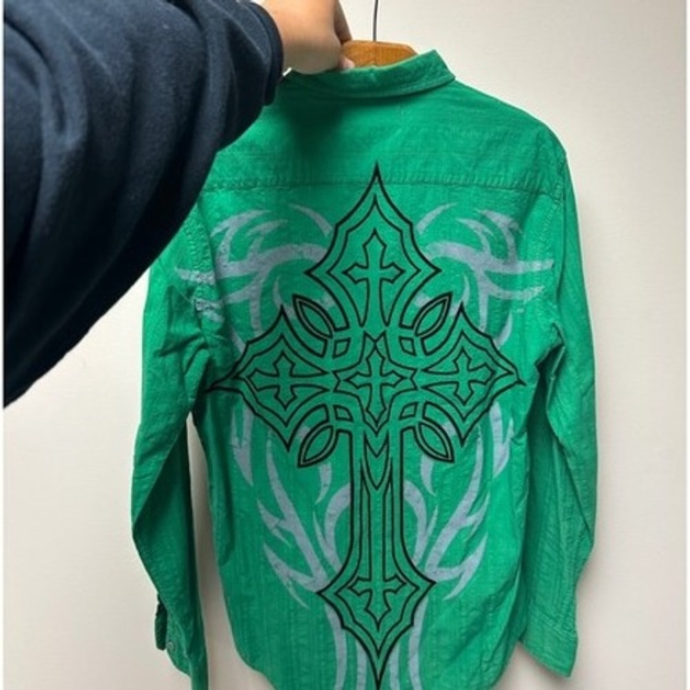 Y2k Cross Tapout Style Elite Mma Button Up Grunge… - image 5